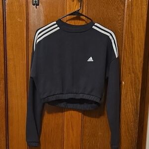 Adidas Charcoal Grey Crew Neck Crop Sweater